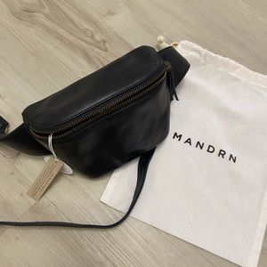 Remy Black Leather Fanny Pack